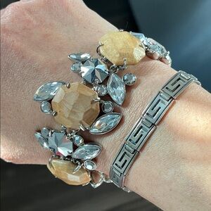 Authentic GIVENCHY Crystal Glass & Wooden Cab Ornate bracelet